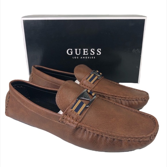 Guess Art Driving Leather Loafer Shoes 
